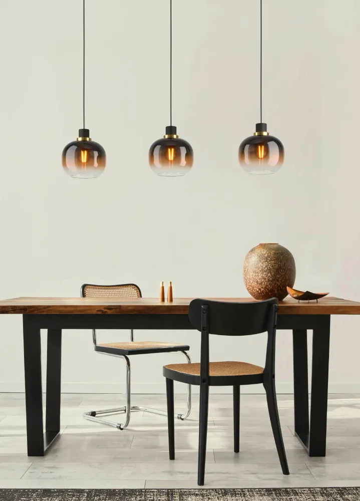 EGLO hanglamp Oilella - e27 - 95 cm - amber glas - zwart