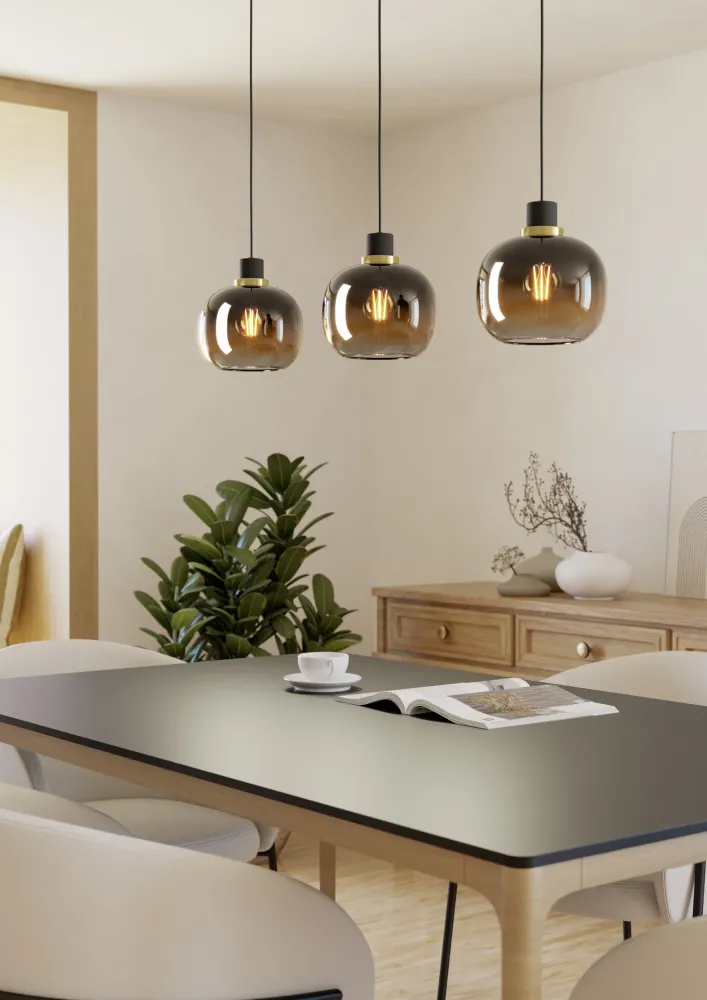EGLO hanglamp Oilella - e27 - 95 cm - amber glas - zwart