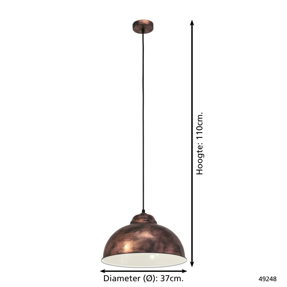 EGLO hanglamp Truro 2 - 1 lichts - ø370mm. - koperkleurig