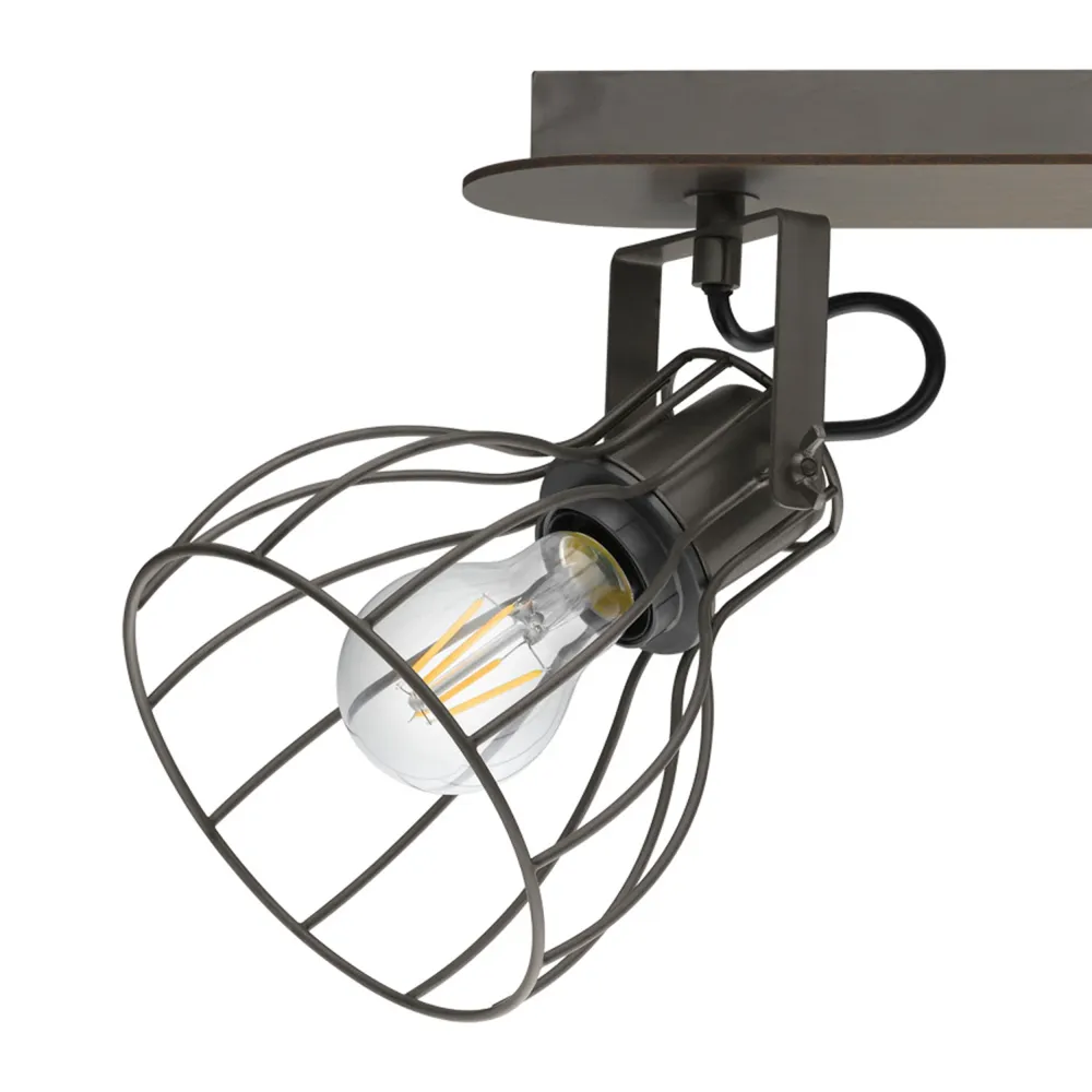 EGLO opbouwspot Sambatello - e27 - 3-lichts - bruin, zilver