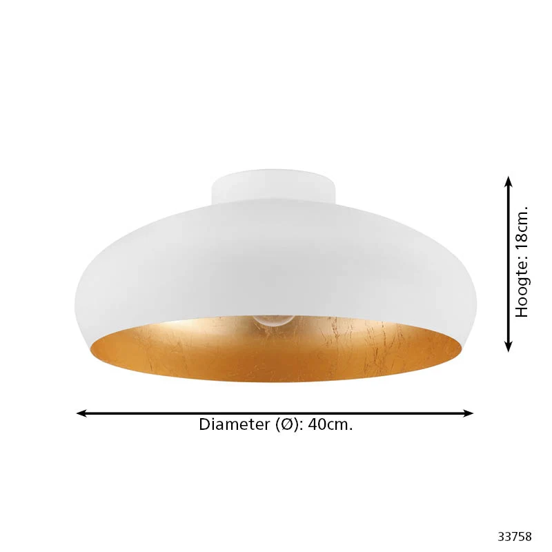 EGLO plafondlamp Mogano - e27 - ø 40 cm - wit/goud