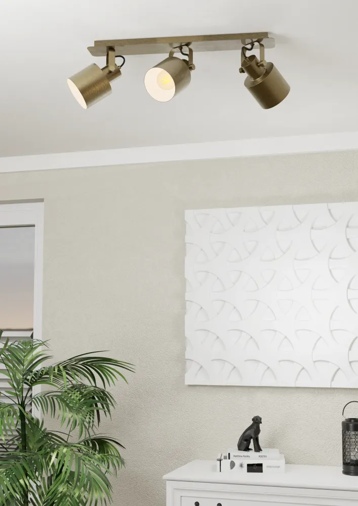 EGLO spot Southery - e27 - 3 lichts - 70 cm - goud/crème