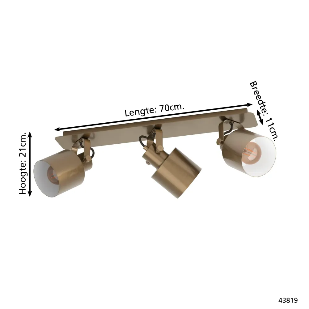 EGLO spot Southery - e27 - 3 lichts - 70 cm - goud/crème