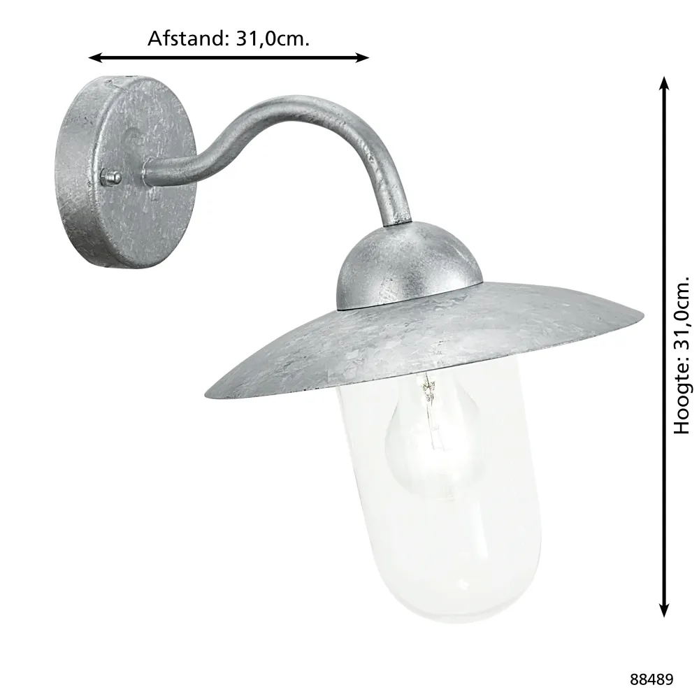 EGLO wandlamp buiten Milton - e27 - 31 cm - grijs
