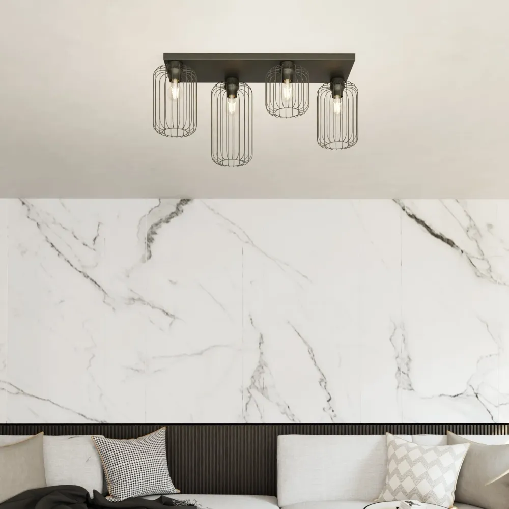 Emibig plafondlamp Barn - 4 lichts - 70 x 35 cm - zwart