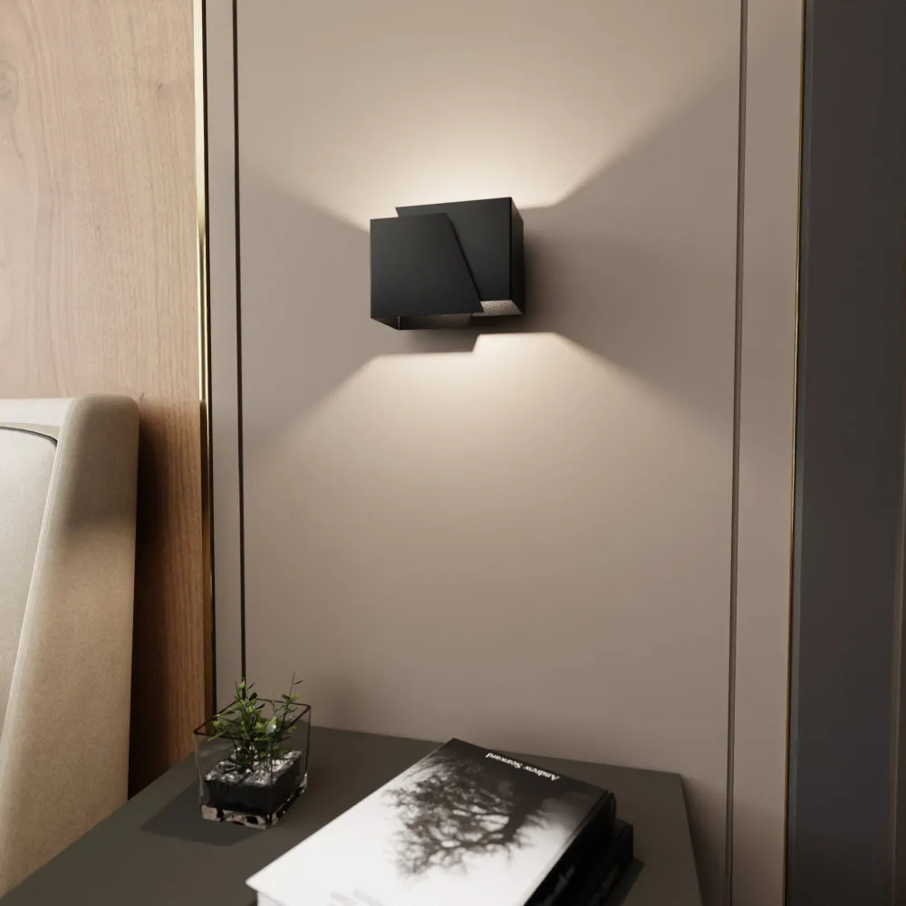 Emibig wandlamp Frost - 1 lichts - 15 x 13 cm - zwart
