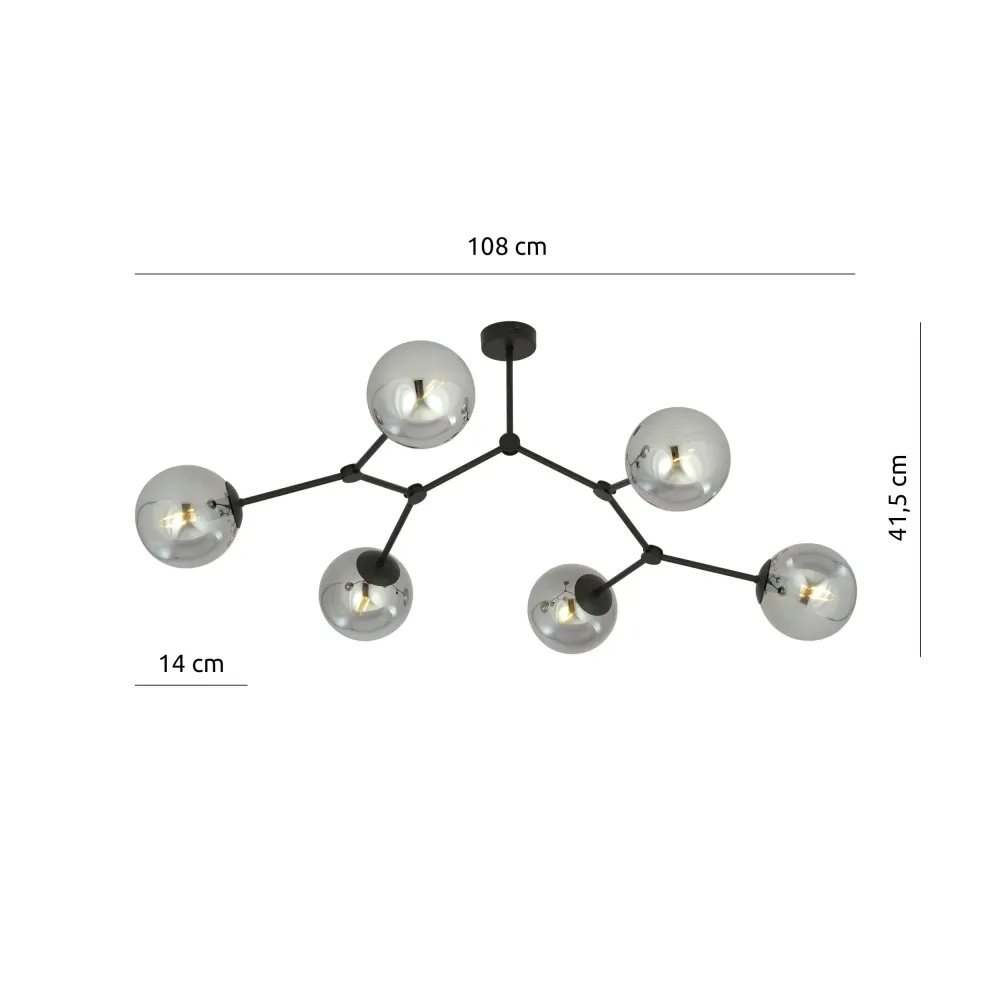 6-lichts pafondlamp Stratos Emibig Lighting