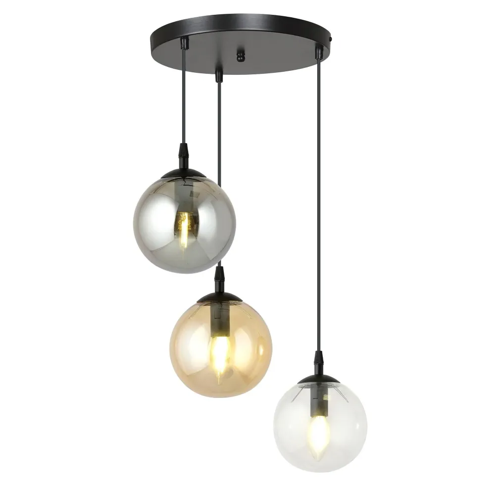 Glazen hanglamp eetkamer Cosmo 3-lichts Emibig Lighting