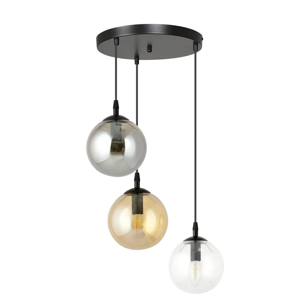Glazen hanglamp eetkamer Cosmo 3-lichts Emibig Lighting