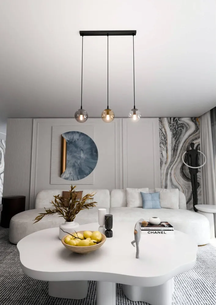 Glazen hanglamp eetkamer Cosmo 3-lichts Emibig Lighting