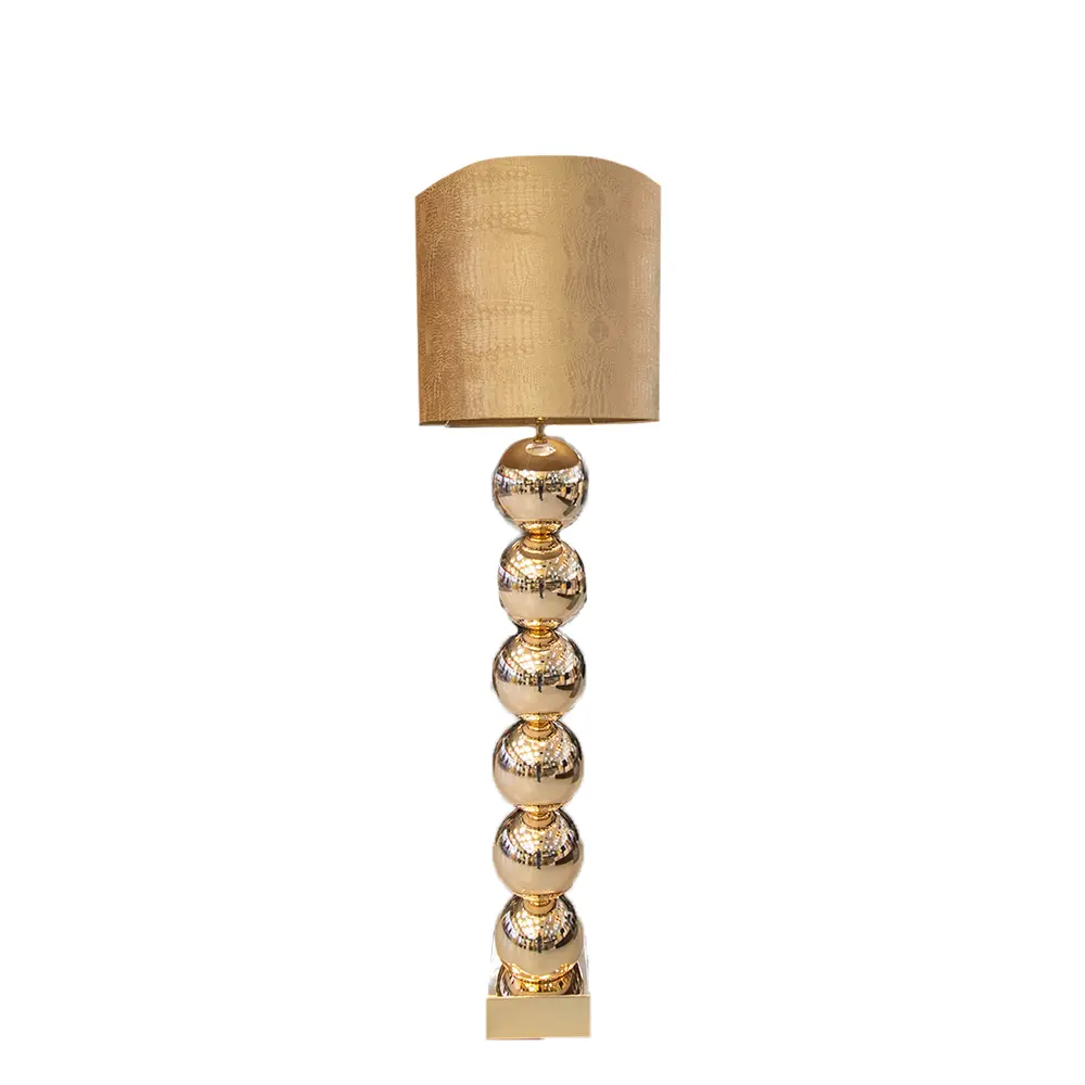 Brons 6 Bollamp Met Bruine Croco Kap Eric Kuster Style
