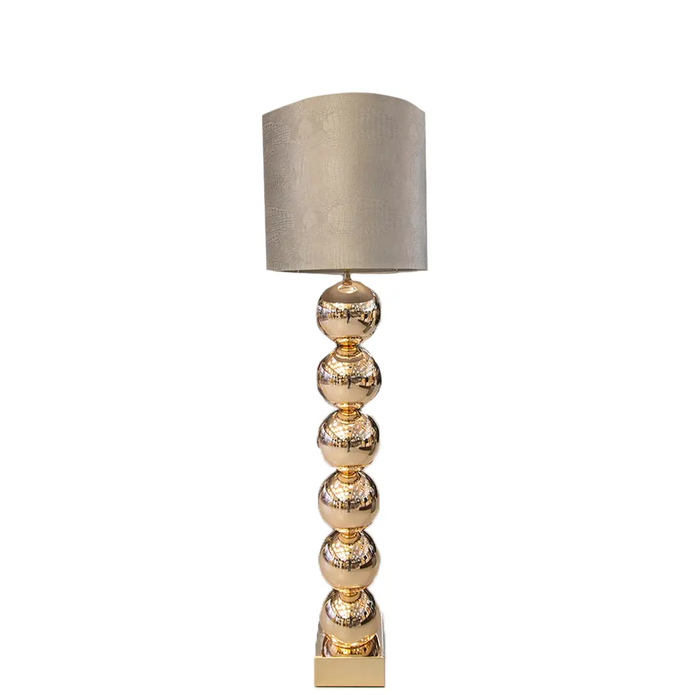 Brons 6 Bollamp Met Zilvere Croco Kap Eric Kuster Style
