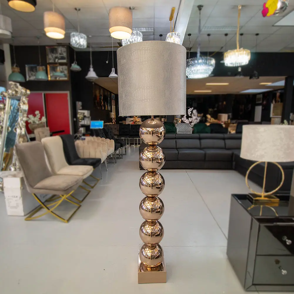 Brons 6 Bollamp Met Zilvere Croco Kap Eric Kuster Style