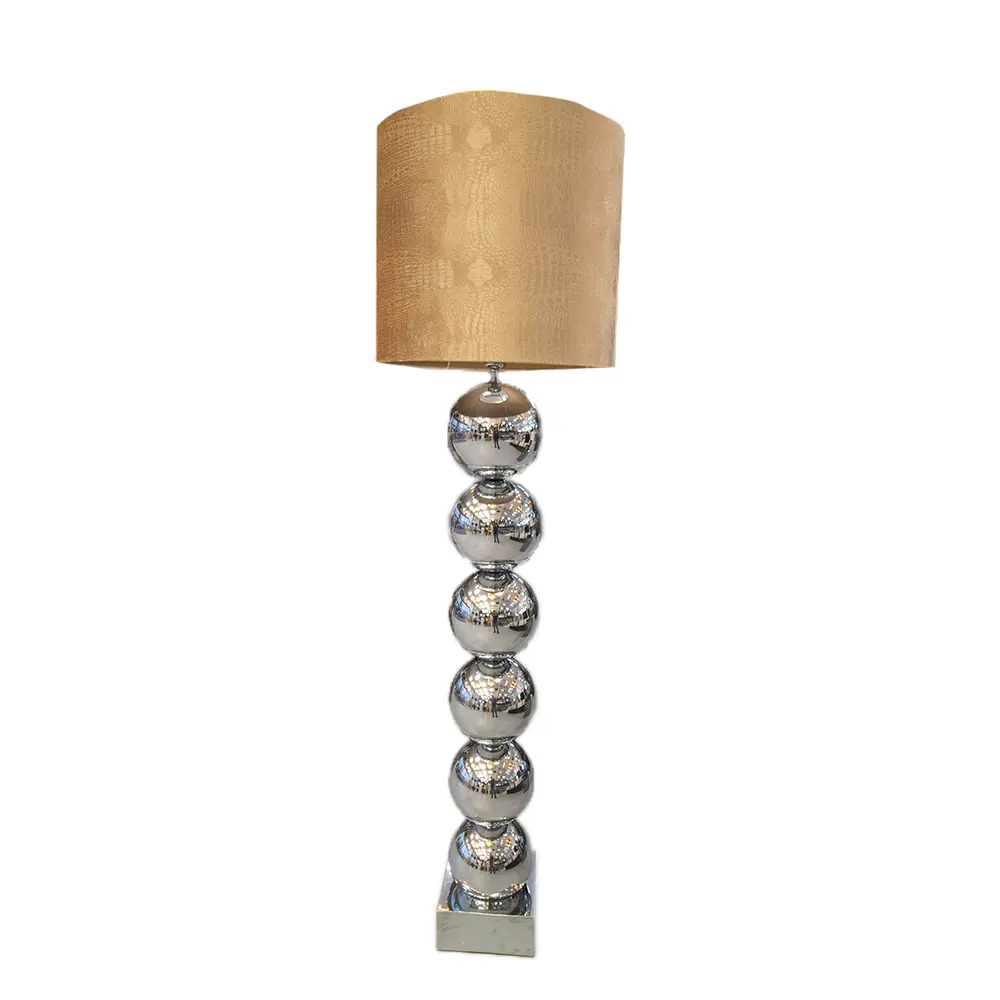 Zilvere 6 Bollamp Met Bruine Croco Kap Eric Kuster Style