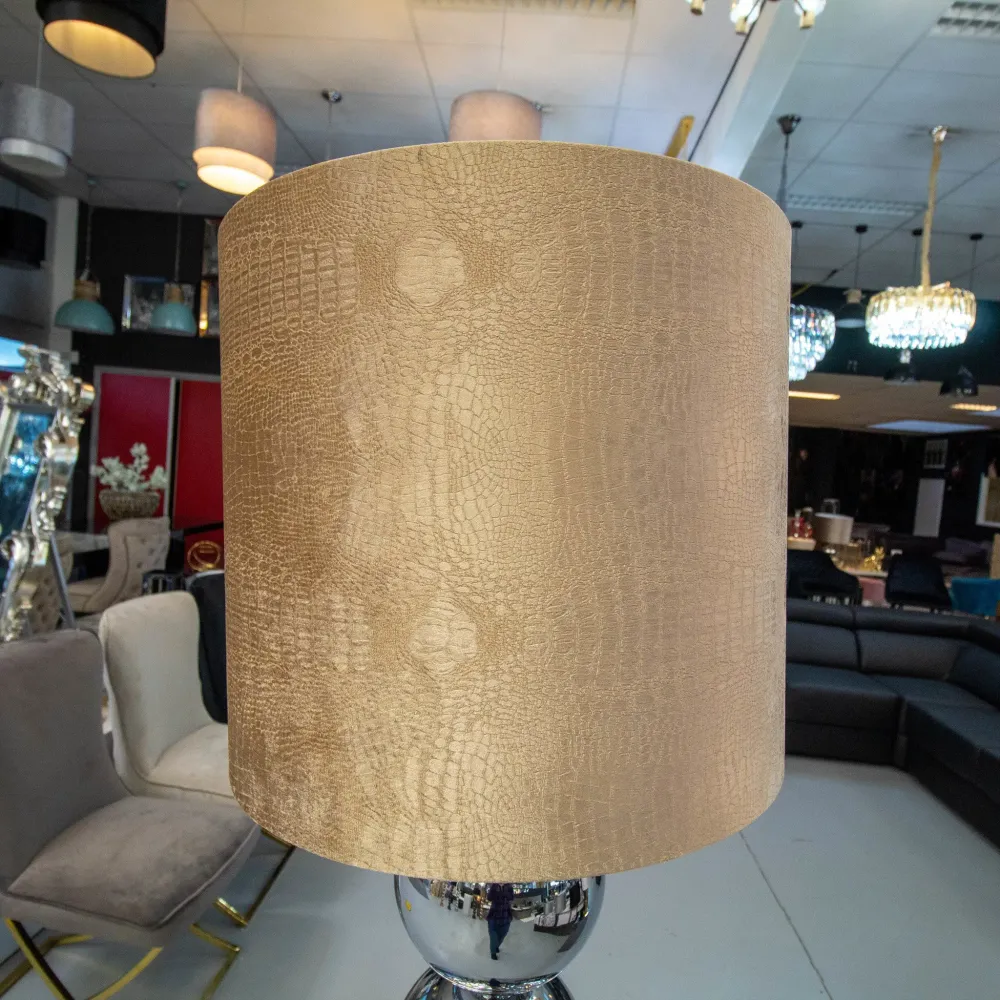 Zilvere 6 Bollamp Met Bruine Croco Kap Eric Kuster Style