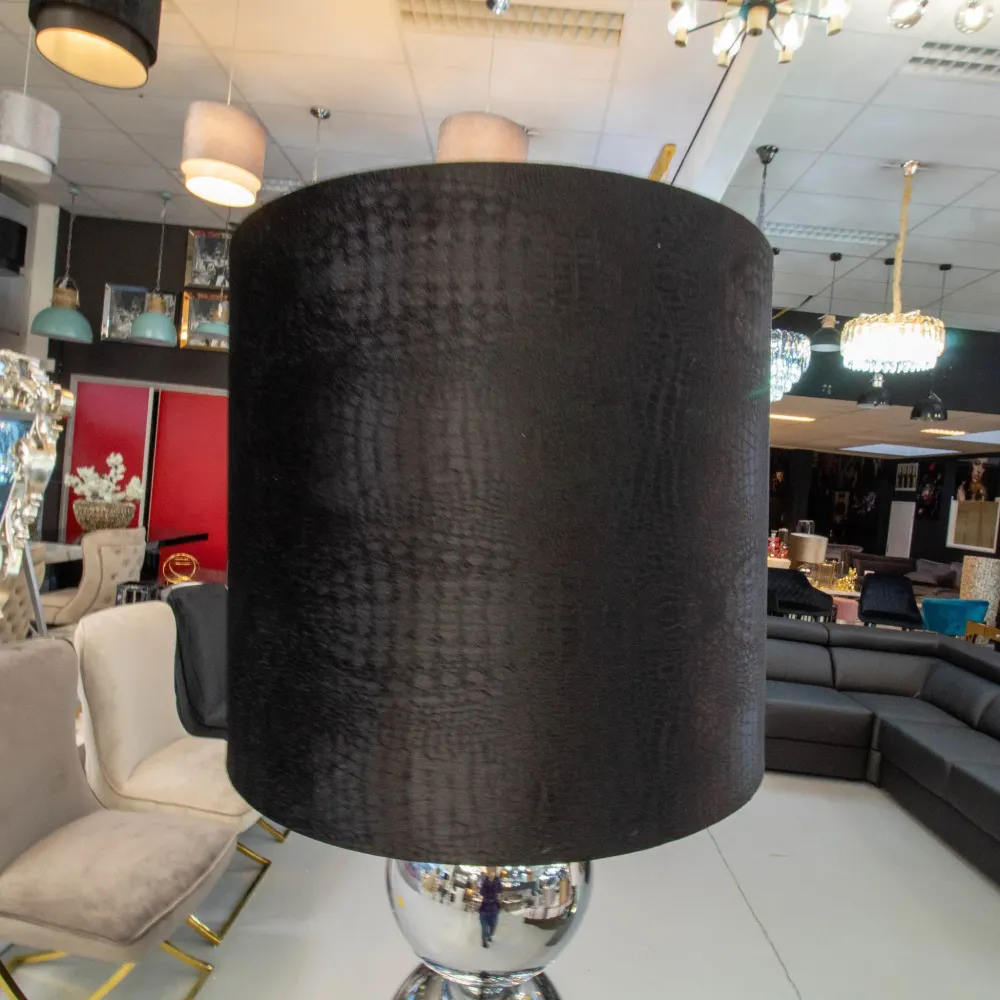 Zilvere 6 Bollamp Met Zwarte Croco Kap Eric Kuster Style