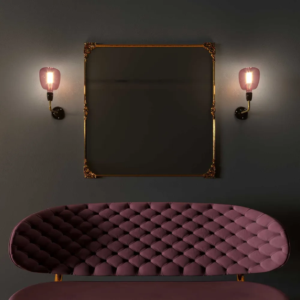 Fermaluce Classic, wandlamp metaal en porselein met gebogen verlenging - Zwart