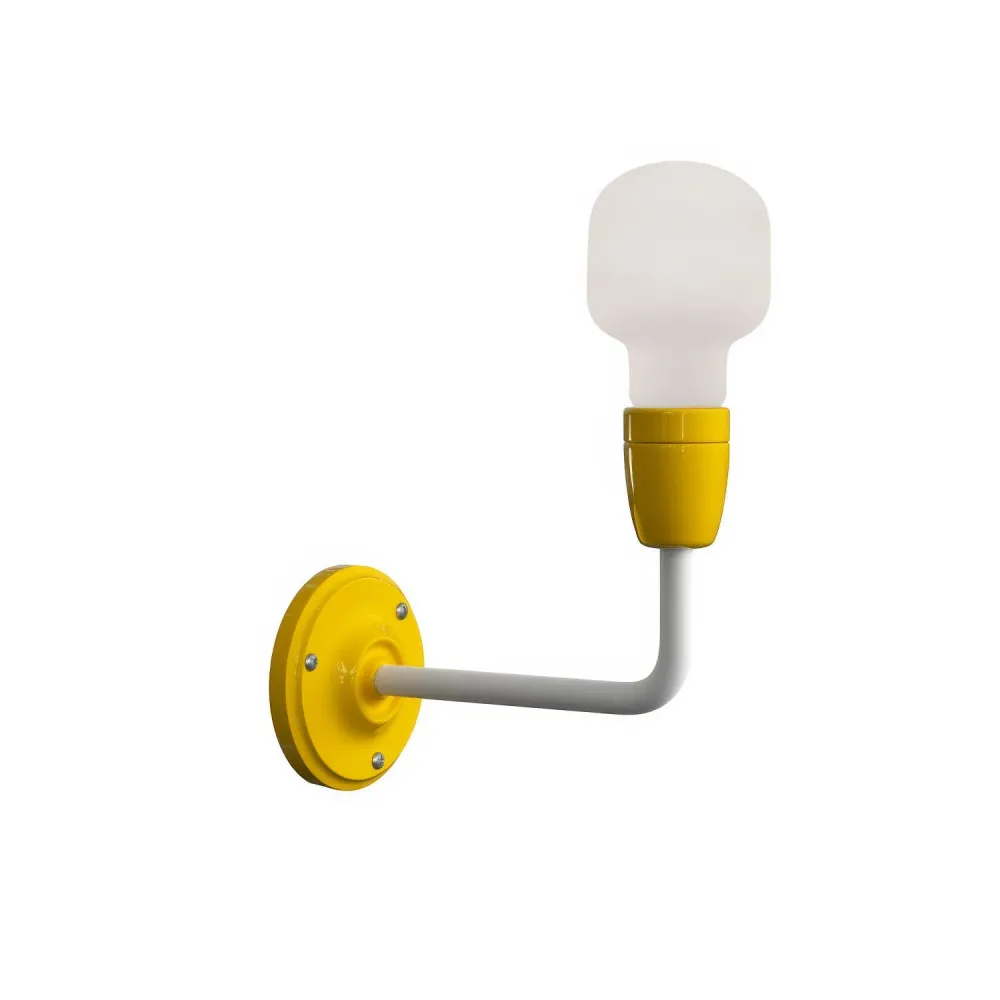 Fermaluce Color, wandlamp metaal en porselein met gebogen verlenging - Geel