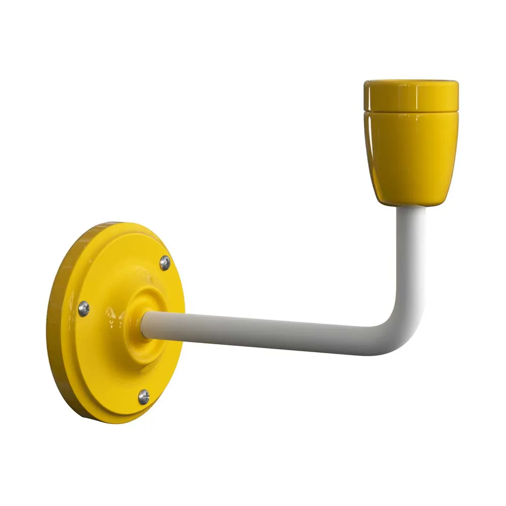 Fermaluce Color, wandlamp metaal en porselein met gebogen verlenging - Geel