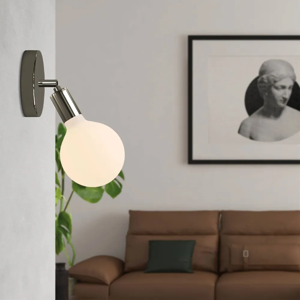 Fermaluce Snodo lamp metaal met lichtbron Globe Porselein - Parelzwart