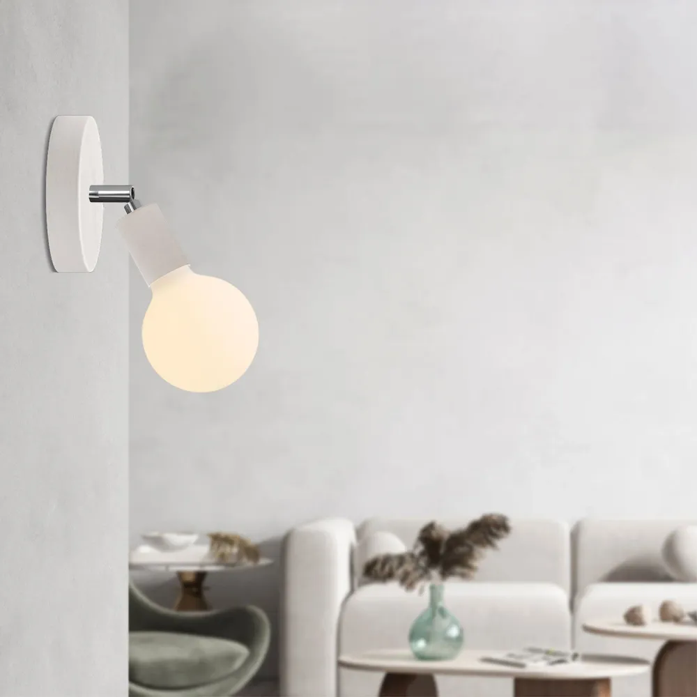 Fermaluce Snodo lamp van hout met Globe Porselein lichtbron - Wit
