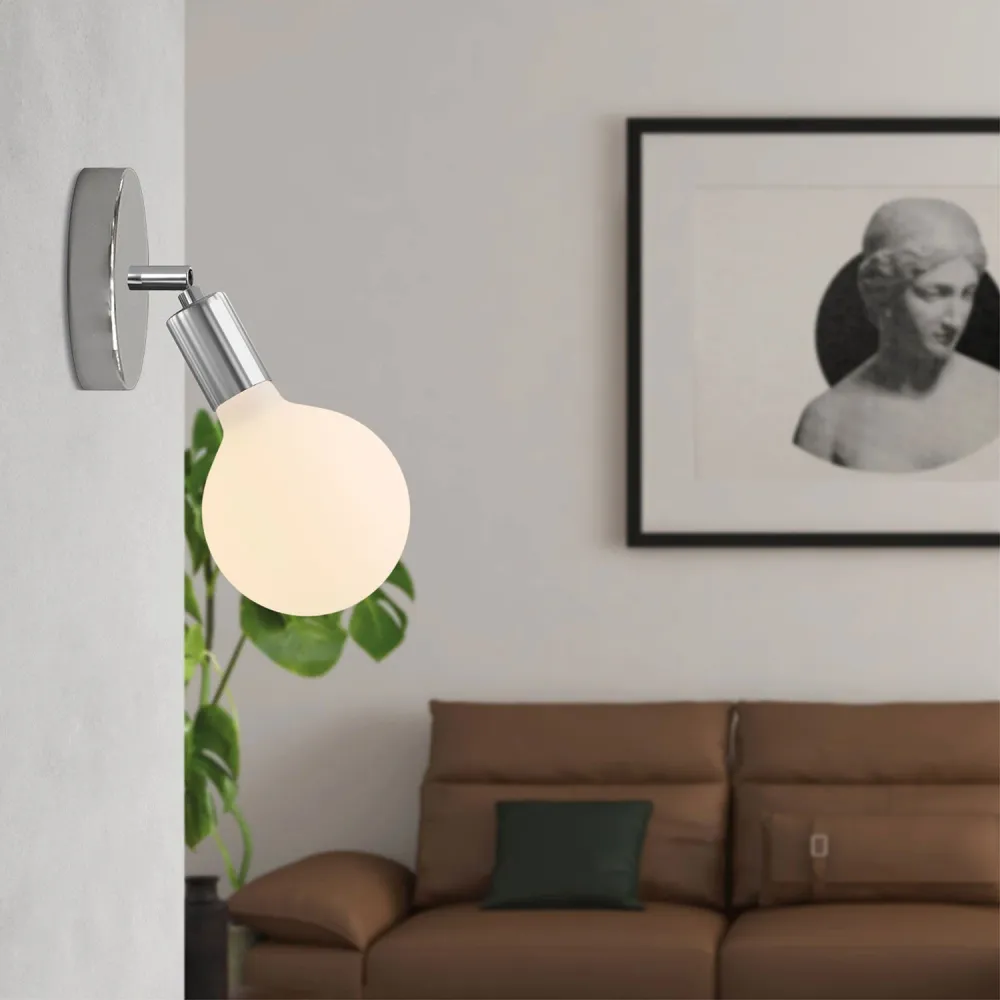 Fermaluce Snodo metalen lamp met lichtbron Globo Porselein – Chroom