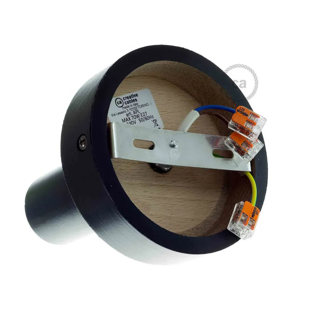 Fermaluce Wood M, de gelakte houten plafonnière voor wand plafond - Zwart