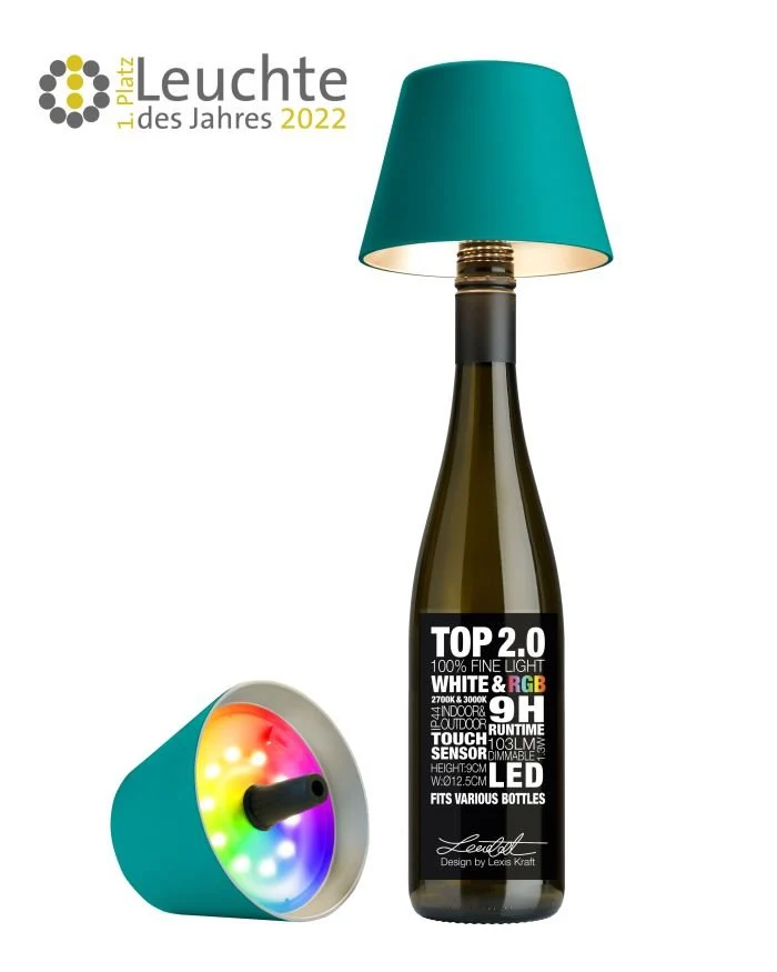Flessenlampje RGB Turquoise