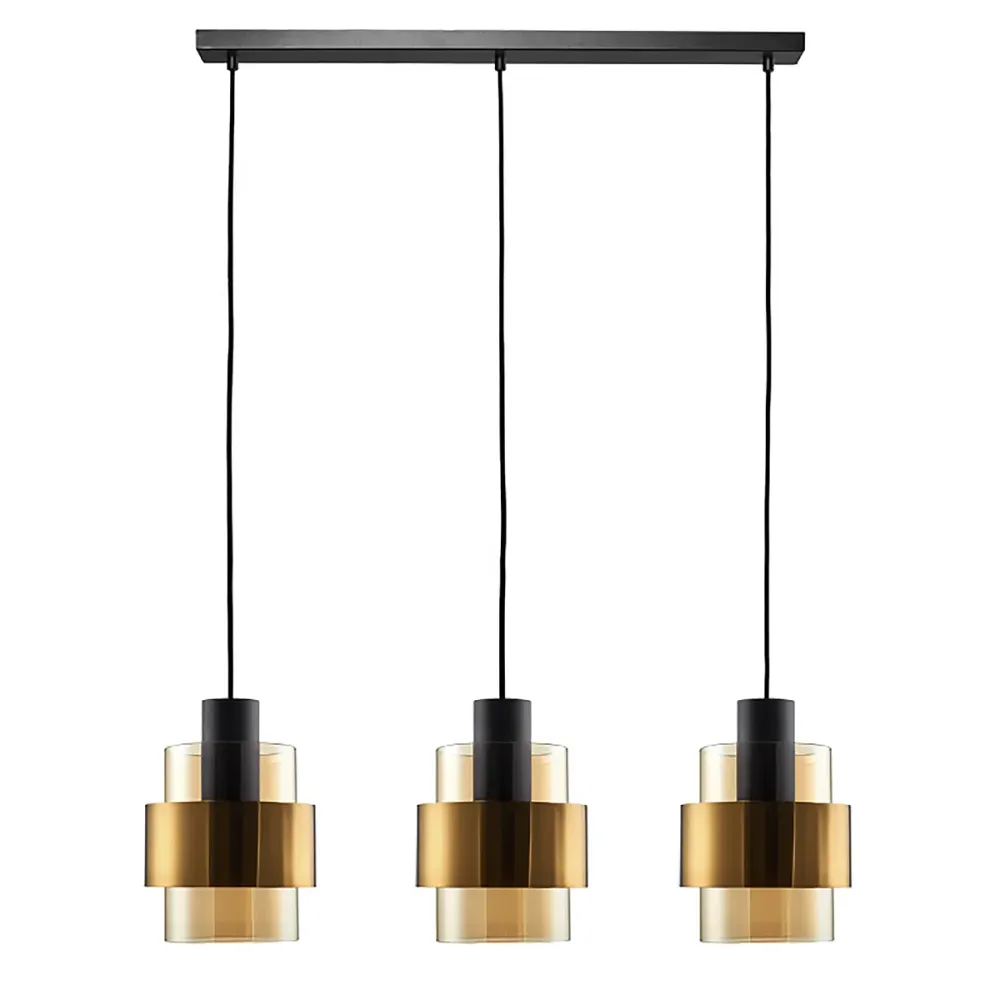 Freelight hanglamp Chiasso - 3 lichts - 100 x 150 cm - zwart goud