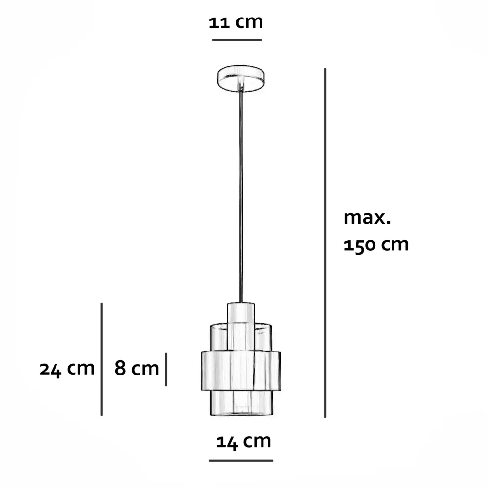 Freelight hanglamp Chiasso - 1 lichts - 14 x 150 cm - zwart