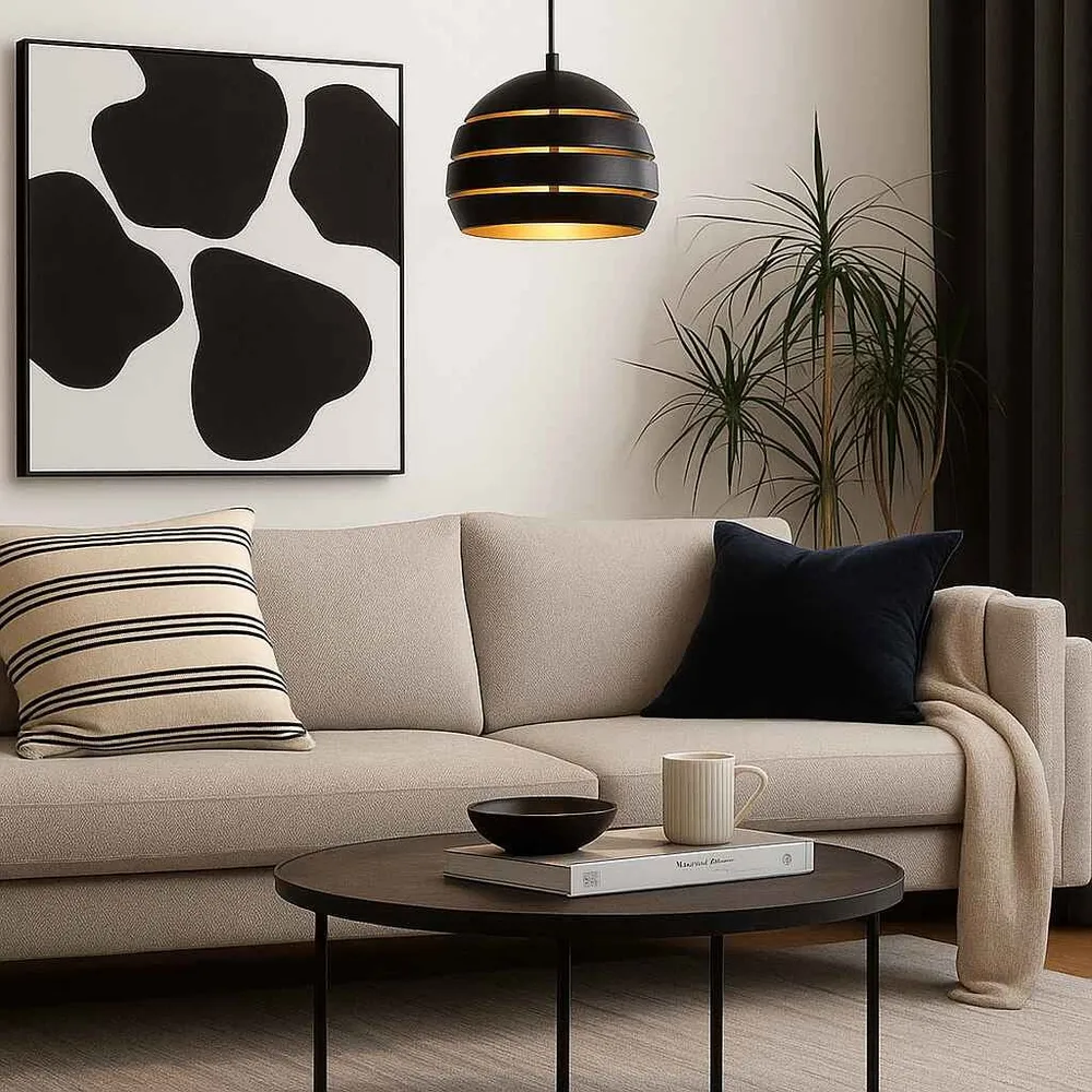 Freelight hanglamp Djarin - 1 lichts - 28 x 150 cm - zwart goud