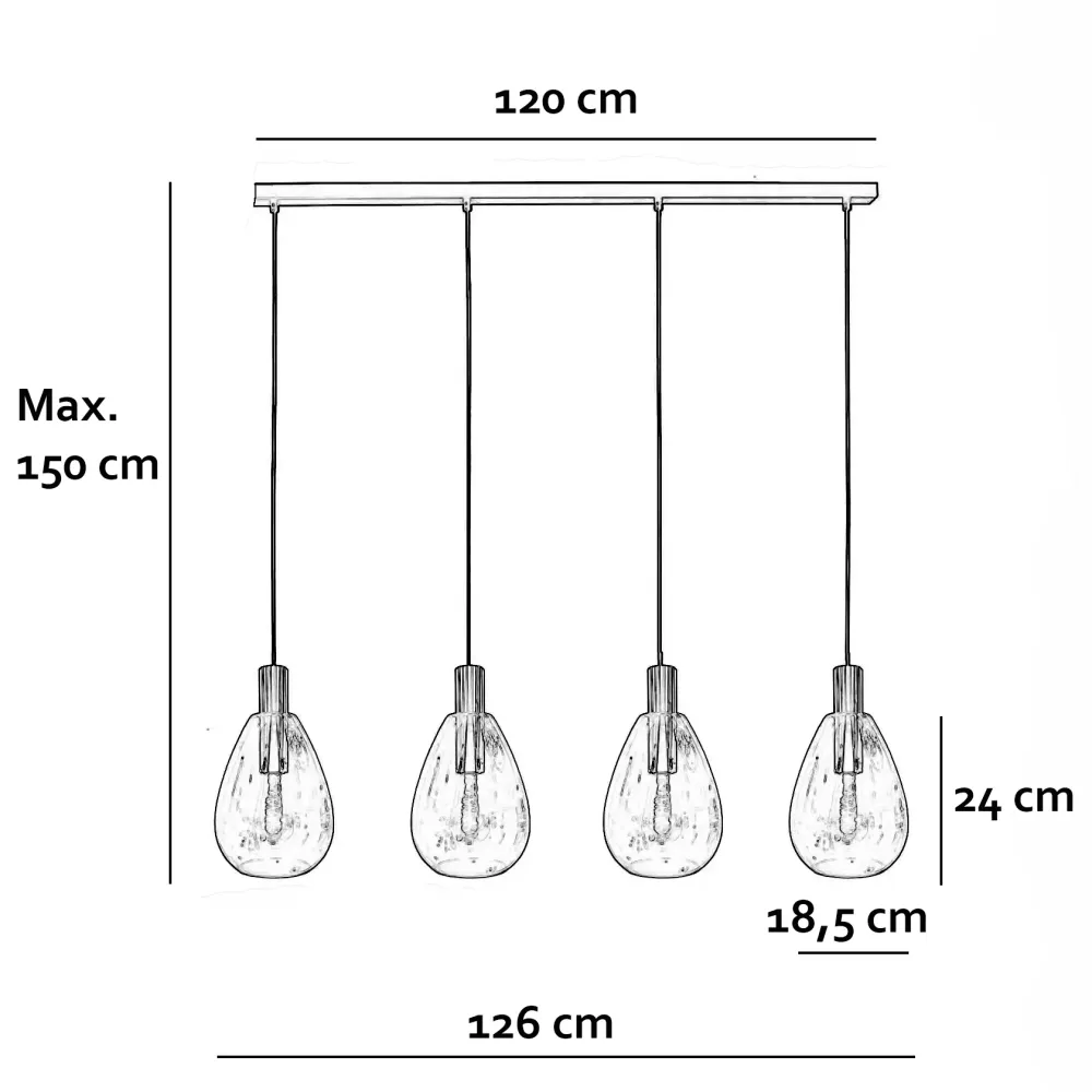 Freelight hanglamp Dorato - 4 lichts - 126 x 150 cm - zwart
