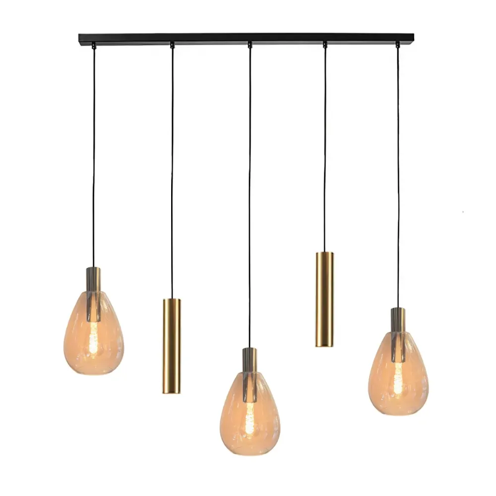 Freelight hanglamp Dorato - 5 lichts - 126 x 150 cm - zwart goud