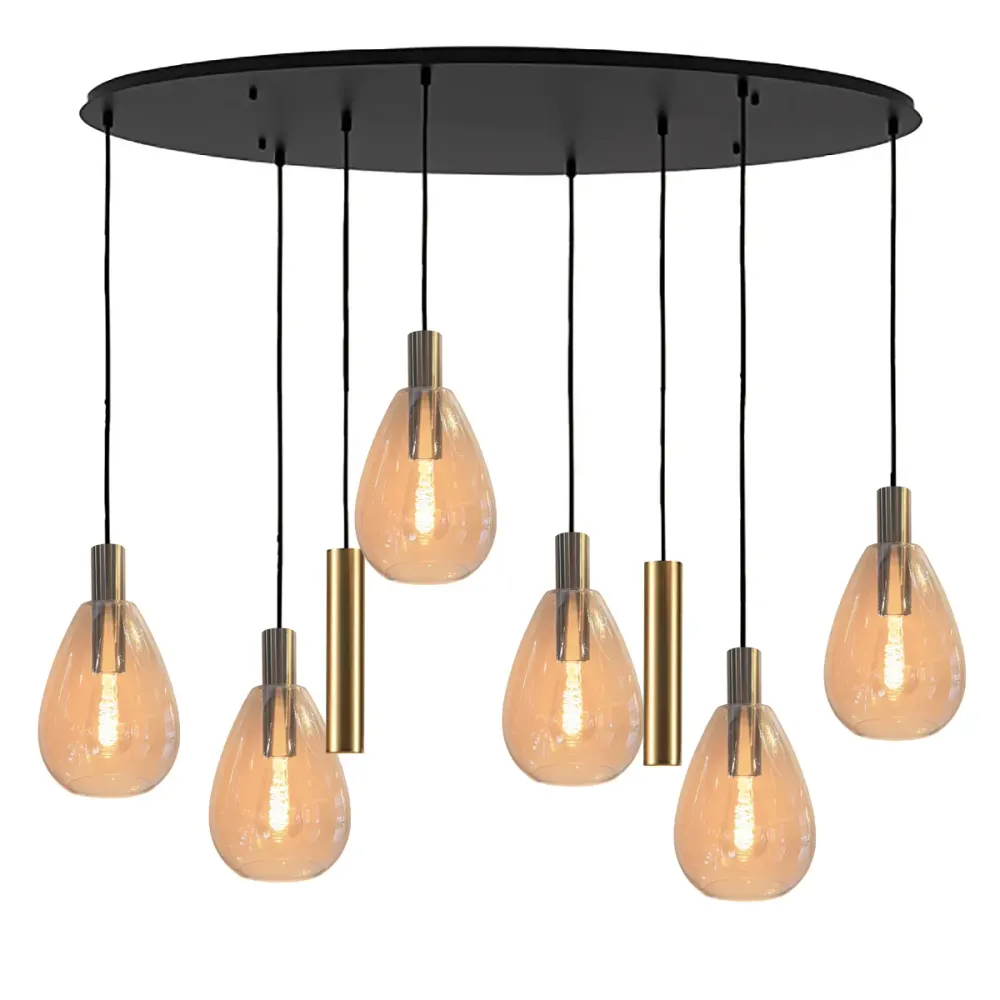 Freelight hanglamp Dorato - 8 lichts - 126 x 150 cm - zwart goud