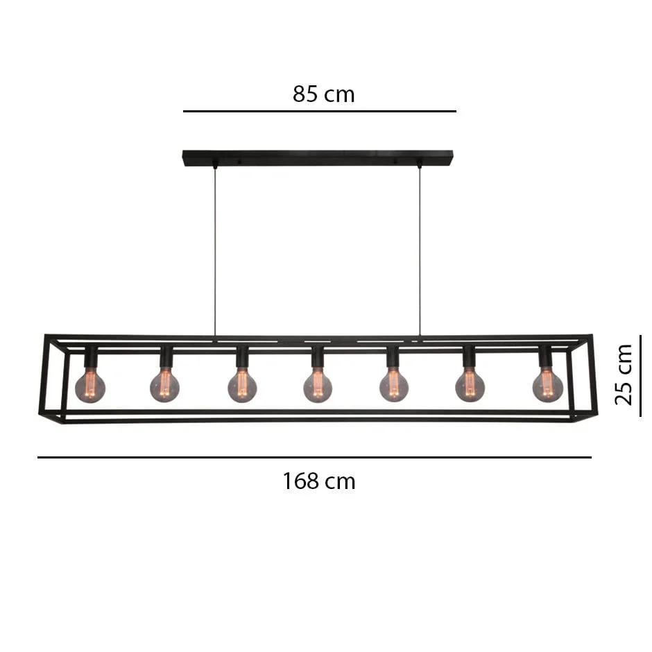 Freelight hanglamp Esteso - 7 lichts - 168x 140 cm - zwart