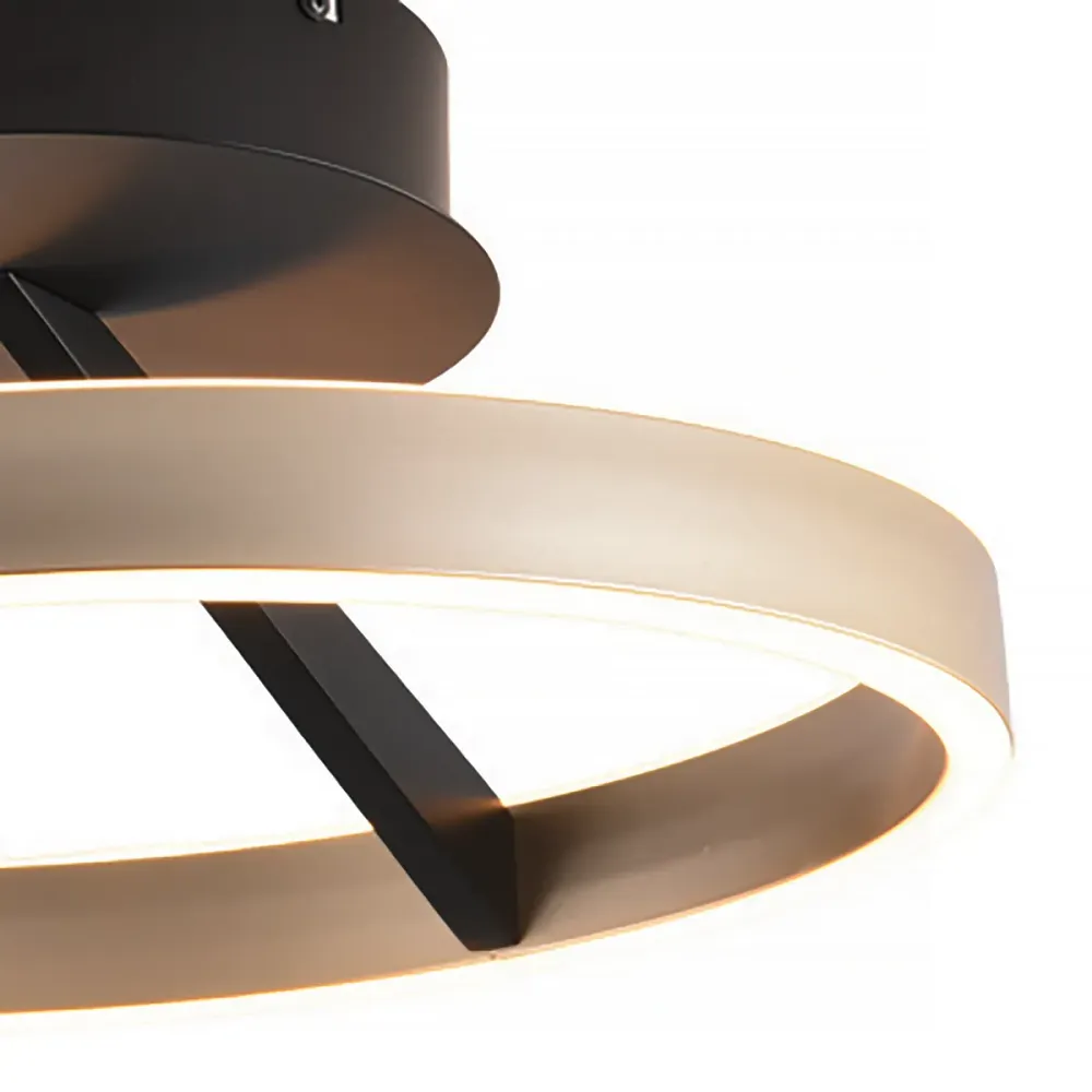 Freelight plafondlamp Pilota - 2 lichts - 30 x 12 cm - zwart goud