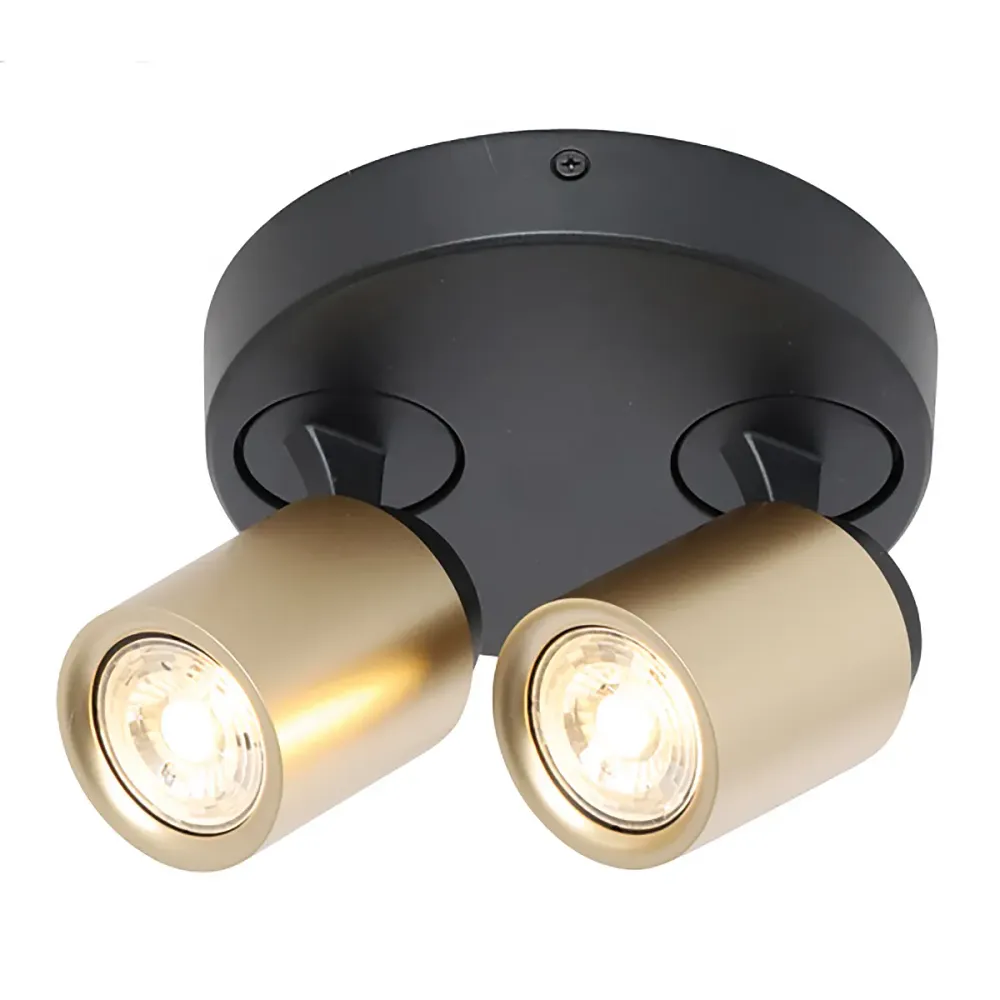 Freelight spot Razza - 2 lichts - 21 x 14 cm - zwart goud