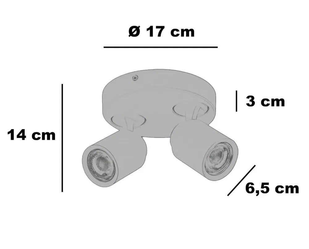 Freelight spot Razza - 2 lichts - 21 x 14 cm - zwart goud