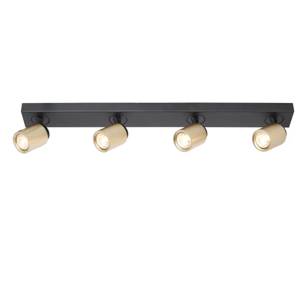 Freelight spot Razza - 4 lichts - 76 x 14 cm - zwart goud