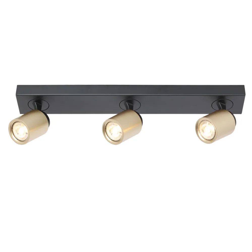 Freelight spot Razza - 3 lichts - 54 x 14 cm - zwart goud