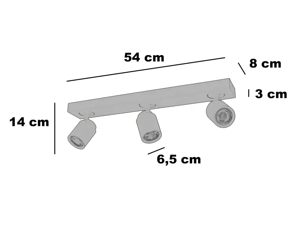 Freelight spot Razza - 3 lichts - 54 x 14 cm - zwart goud