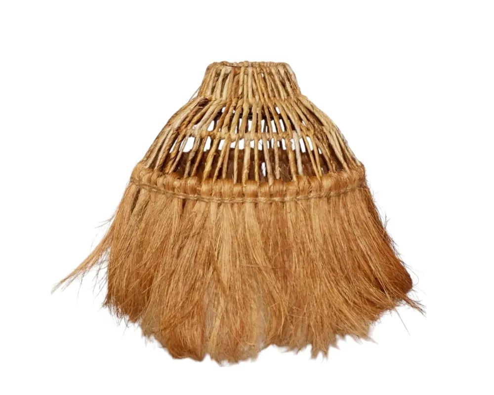 Furnilux Handgemaakte Hanglamp van Bananenvezel – Duurzaam & Natuurlijk Design - Top 10cm -Bodem 30cm - Hoogte 22cm