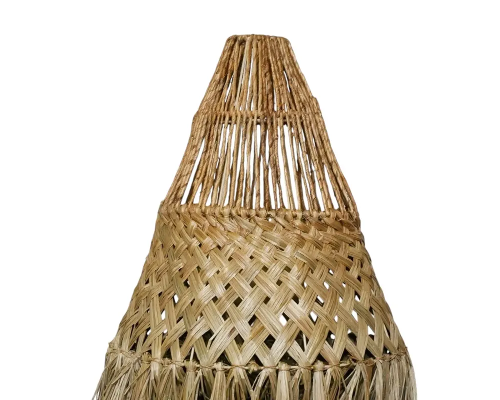 Furnilux Hanglamp van Mendonggras – Handgemaakt & Boho Stijl met gevlochten patroon - Top - 8cm - Buik 25cm - Bodem 50cm -...