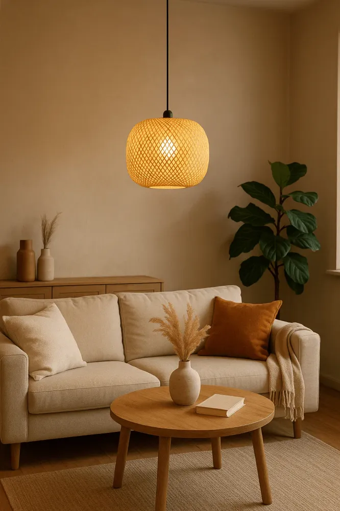 FurniLux Linin 3 vintage hanglamp rotan