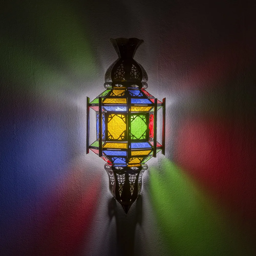 Generalife Arabische wandlamp van kristal en smeedijzer