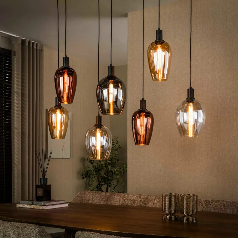 Giga Living Hanglamp Amfora - Zwart Metaal - 120x35x150cm Giga Meubel