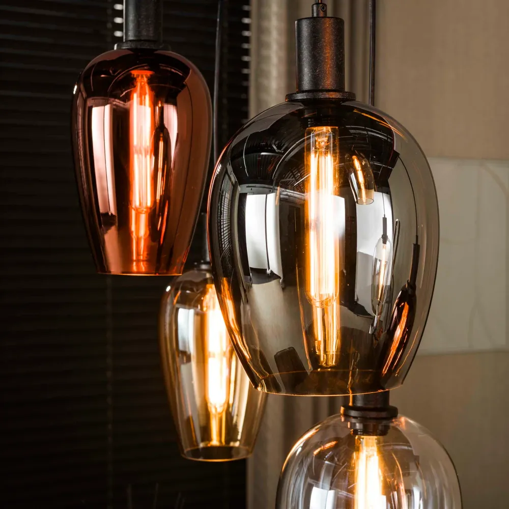 Giga Living Hanglamp Amfora - Zwart Metaal - 120x35x150cm Giga Meubel