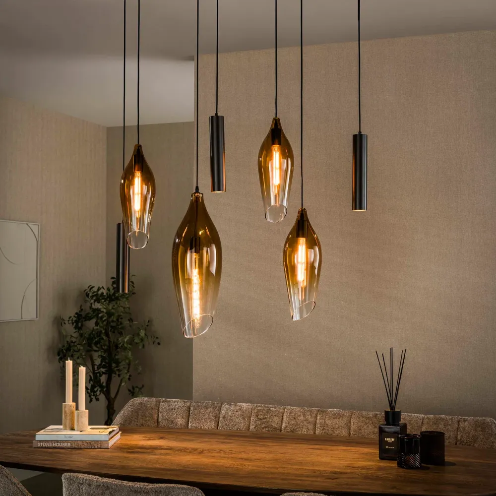 Giga Living Hanglamp Cocoon Pendel - Bruin Glas - 105x40x150cm Giga Meubel