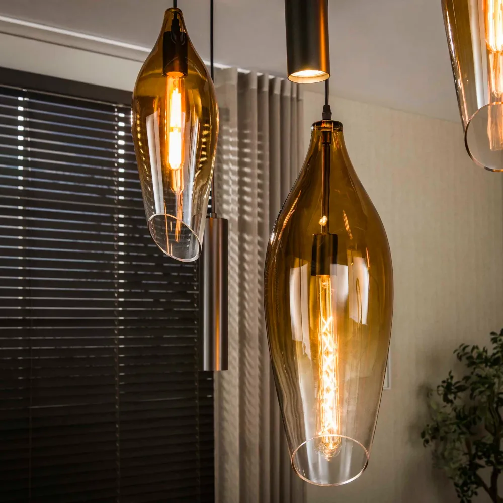 Giga Living Hanglamp Cocoon Pendel - Bruin Glas - 105x40x150cm Giga Meubel