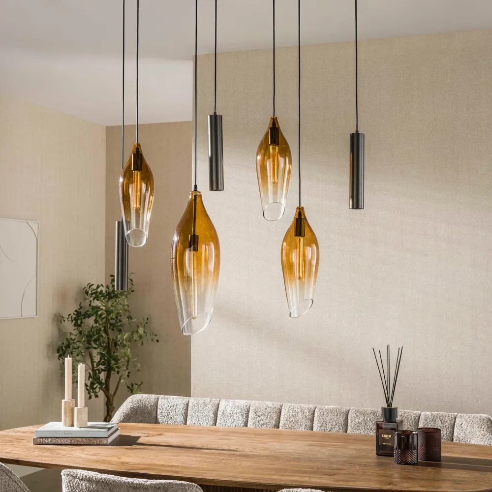 Giga Living Hanglamp Cocoon Pendel - Bruin Glas - 105x40x150cm Giga Meubel